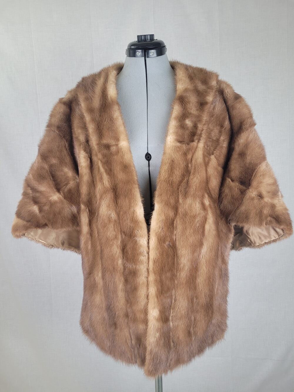 Vintage 1950s Medium Brown Mink Fur Stole Wrap Shawl Tailored Lined Sz M